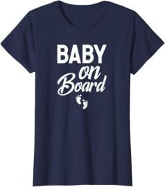 Womens Baby on Board Pregnancy Announcement T-Shirt T-Shirt at Amazon